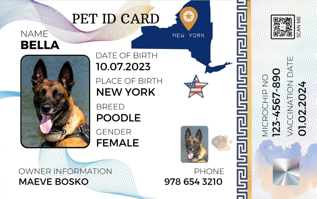 New York-Pet ID Card with QR Code for Personalized Pet Info