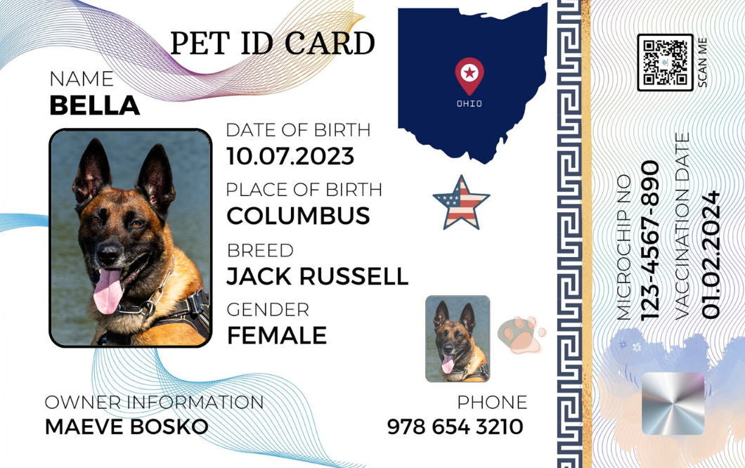 OHIO-Pet ID Card with QR Code for Personalized Pet Info