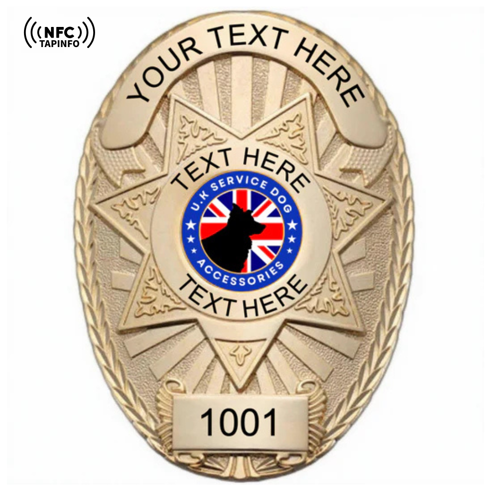 Service Dog Badge V-07 Gold