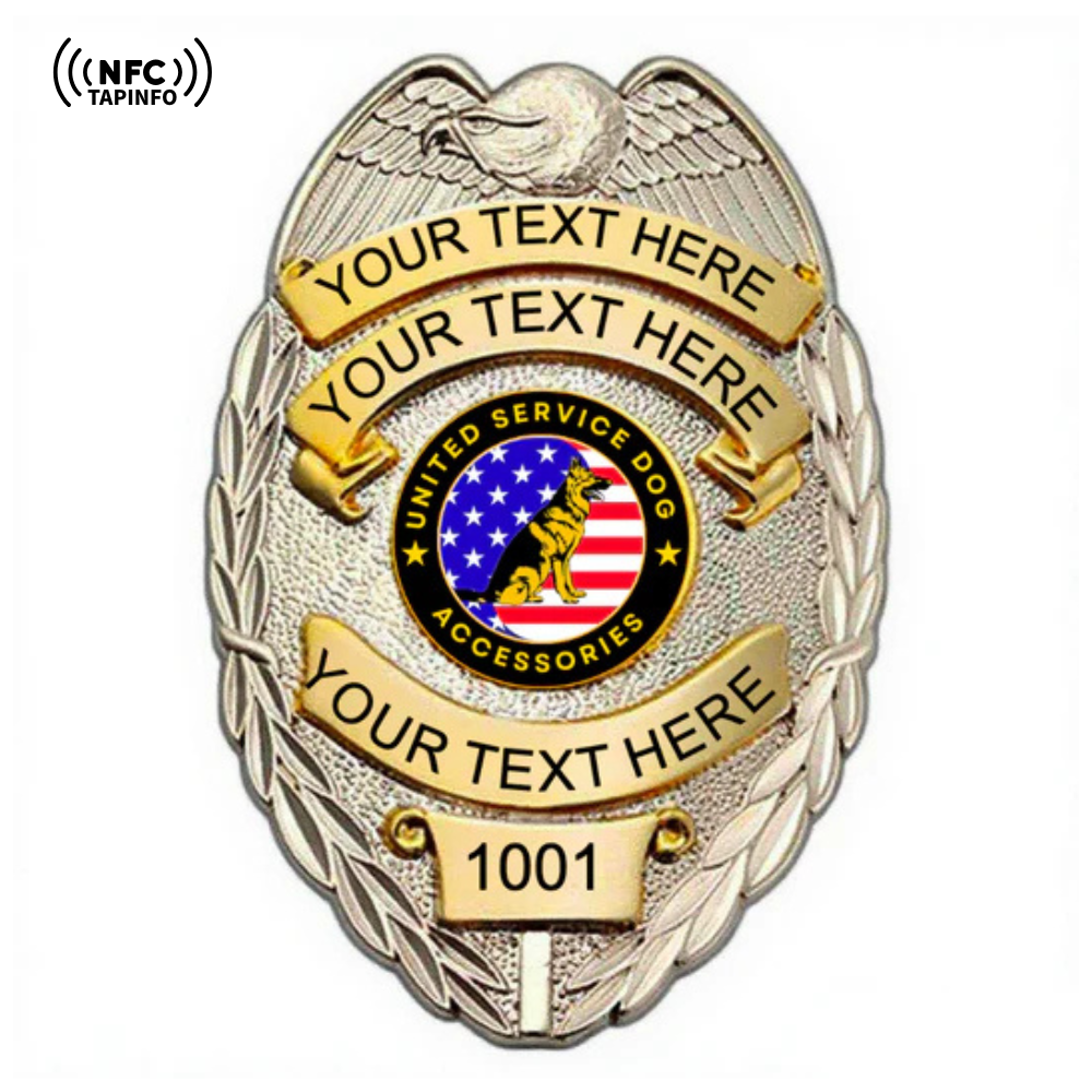 Service Dog Badge V-08 Gold Silver