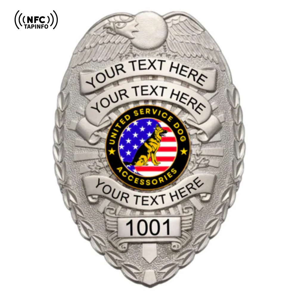 Service Dog Badge V-12-Silver