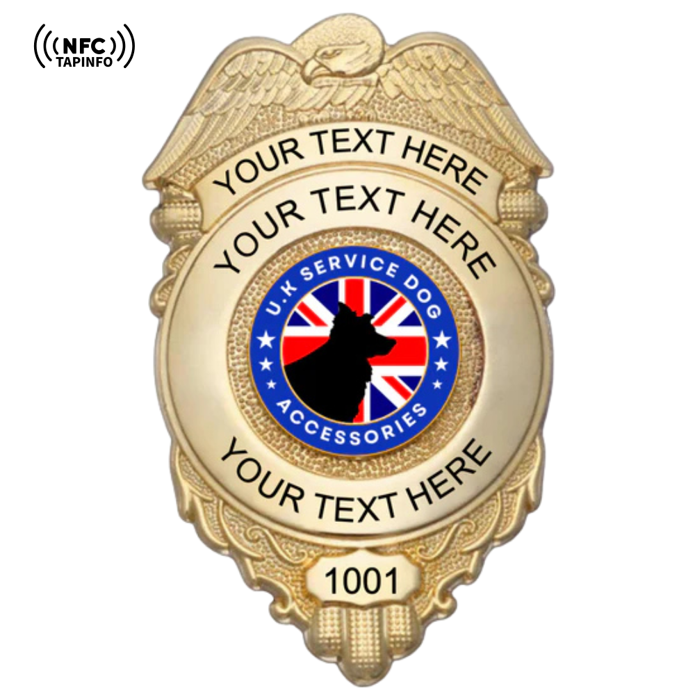 Service Dog Badge V-17 Gold
