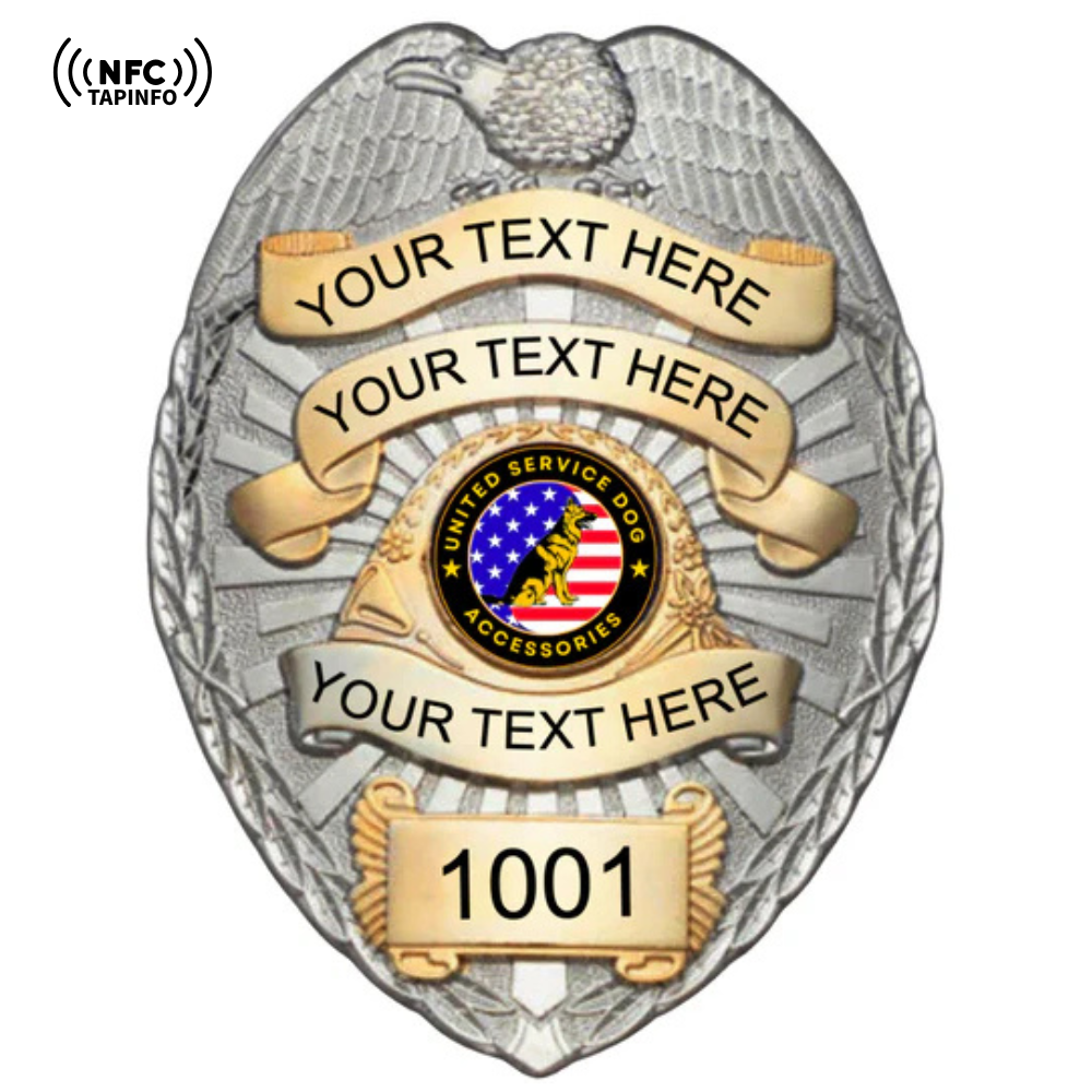 Service Dog Badge V-19 Gold Silver