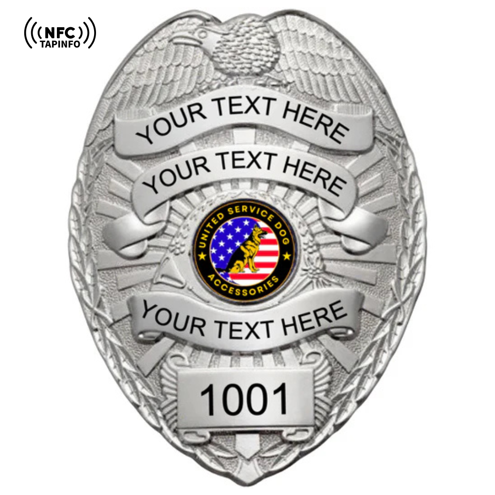 Service Dog Badge V-20 Silver