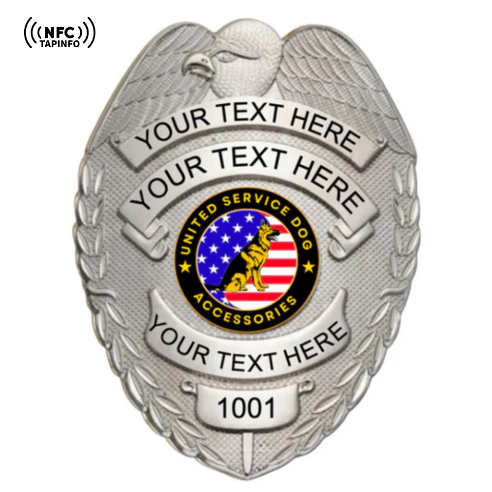 Service Dog Badge V-21-Silver