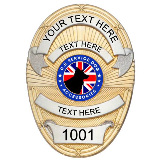 Service Dog Badge V-09 Gold Silver