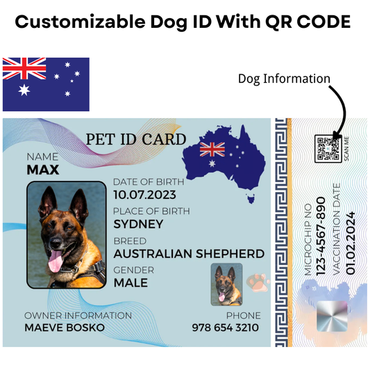 Australia-Pet ID Card with QR Code for Personalized Pet Info