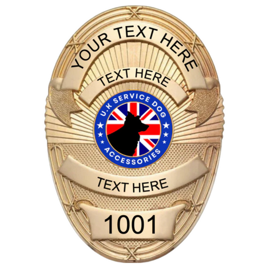 Service Dog Badge V-18 Gold
