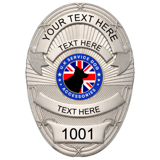 Service Dog Badge V-03 Silver