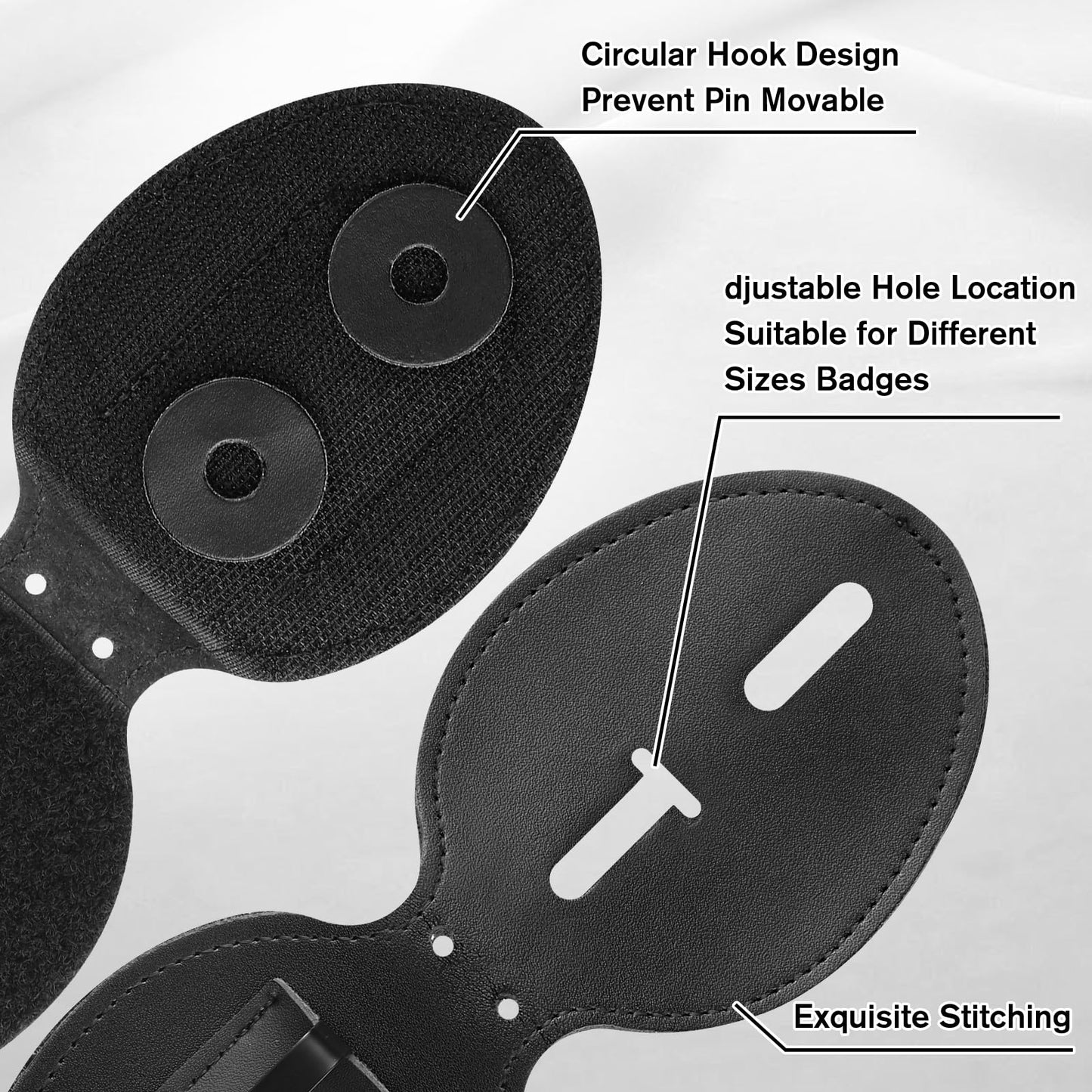 Shield Shape Leather Badge Holder with Stainless Bead Chain