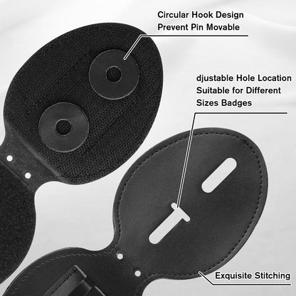 Shield Shape Leather Badge Holder with Stainless Bead Chain