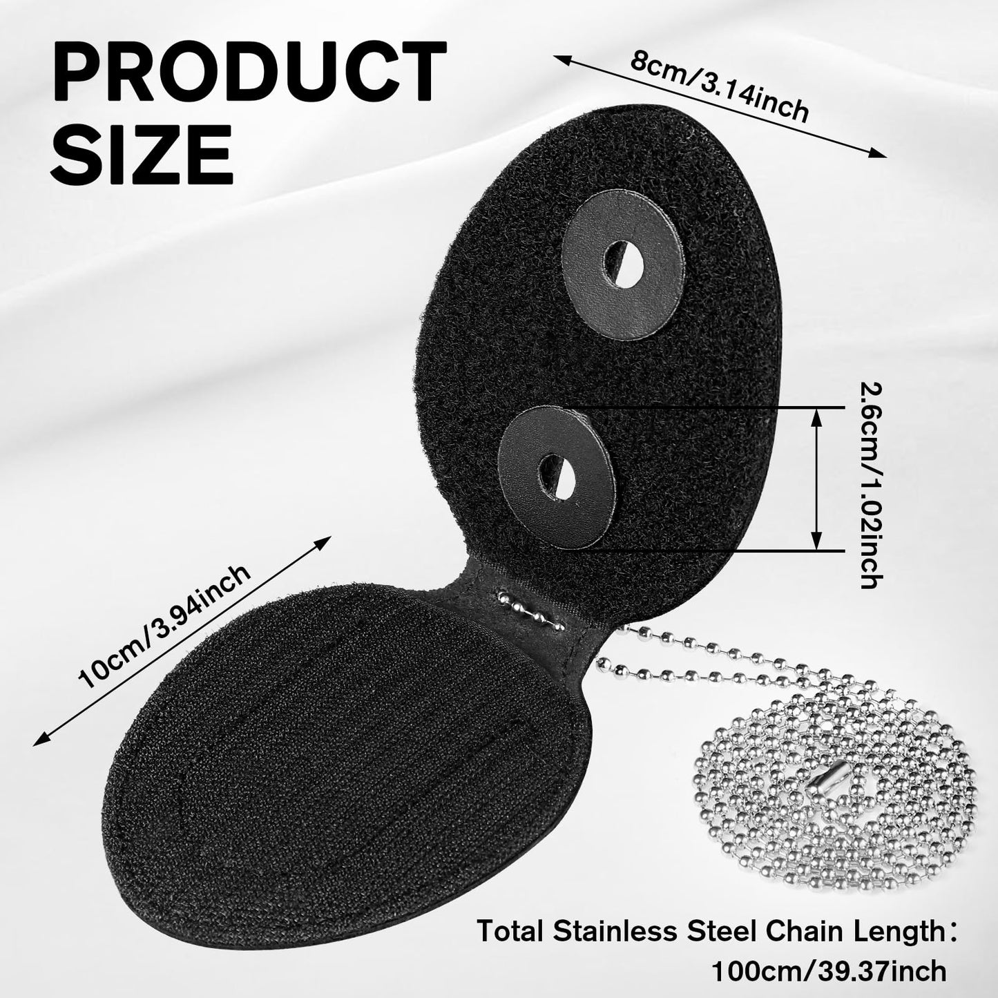 Shield Shape Leather Badge Holder with Stainless Bead Chain