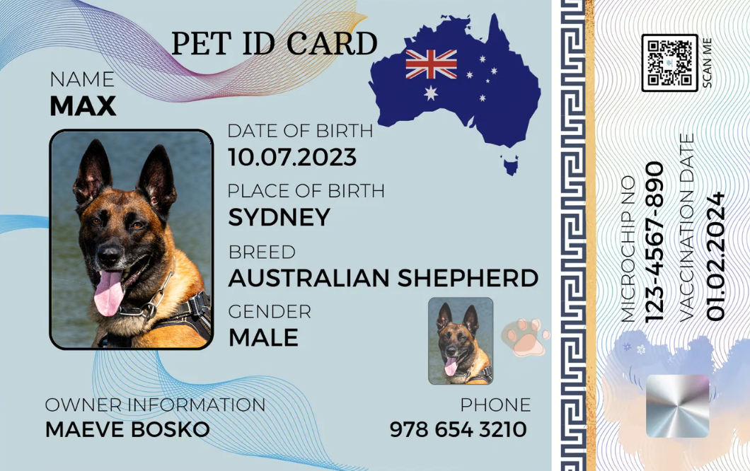 Australia-Pet ID Card with QR Code for Personalized Pet Info