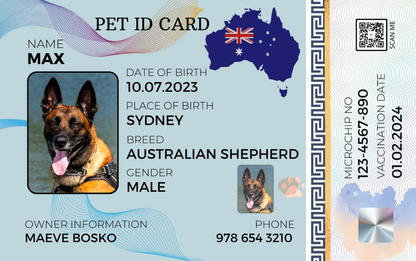 Australia-Pet ID Card with QR Code for Personalized Pet Info