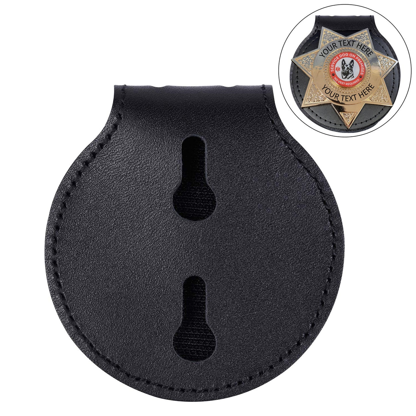 Leather Badge Holder with Stainless Bead Chain