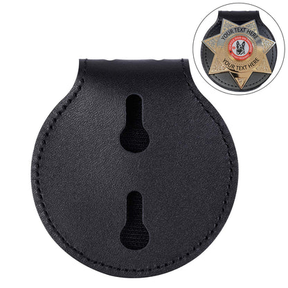 Leather Badge Holder with Stainless Bead Chain