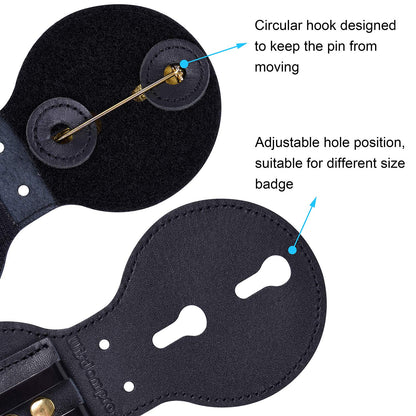 Leather Badge Holder with Stainless Bead Chain