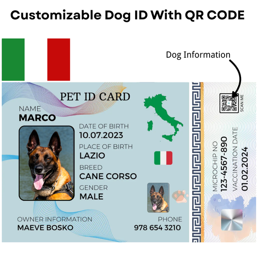 Italy-Pet ID Card with QR Code for Personalized Pet Info