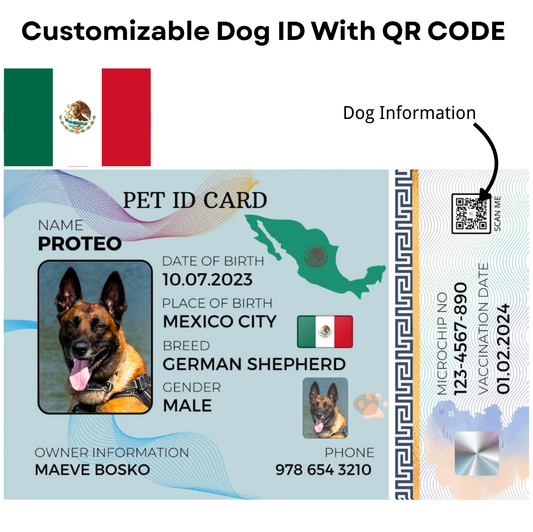Mexico-Pet ID Card with QR Code for Personalized Pet Info