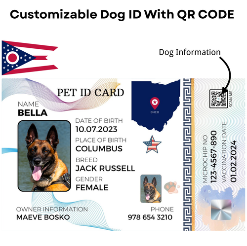 OHIO-Pet ID Card with QR Code for Personalized Pet Info