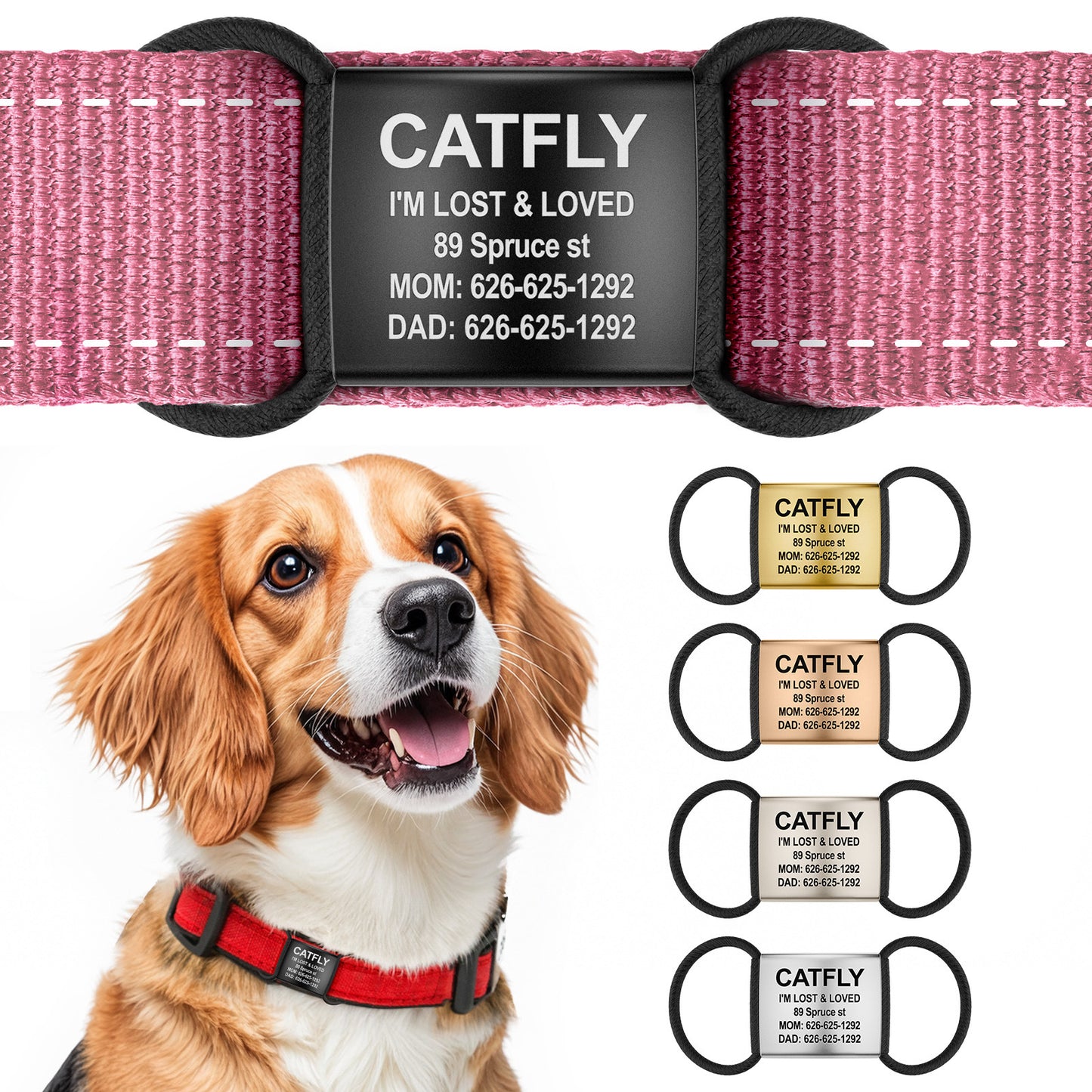 Personalized Engraved Dog Tag Durable Stainless Steel Pet ID Name Tag Black