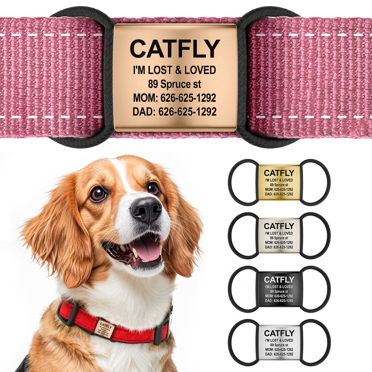 Personalized Engraved Dog Tag Durable Stainless Steel Pet ID Name Tag Black