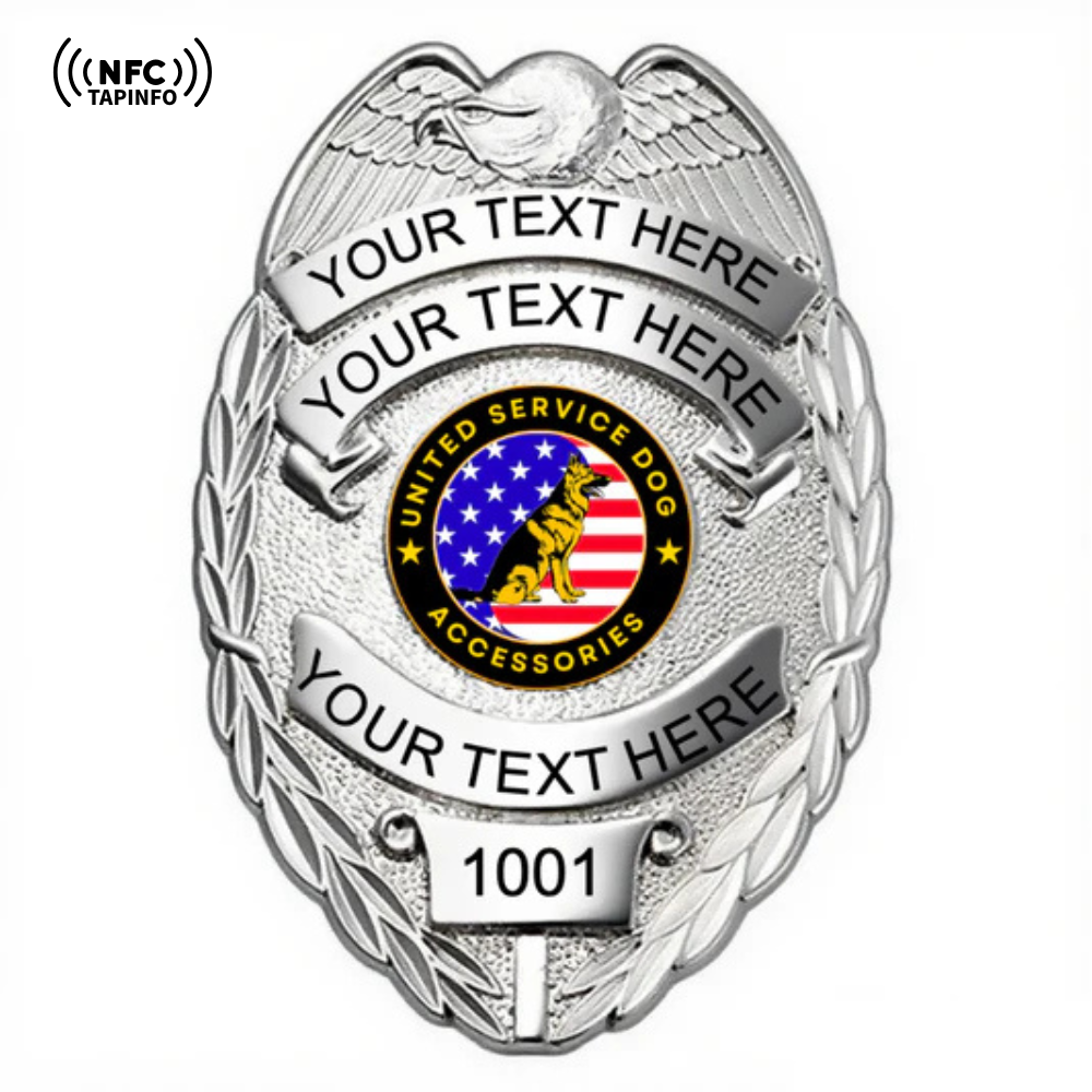Service Dog Badge V-01 Silver