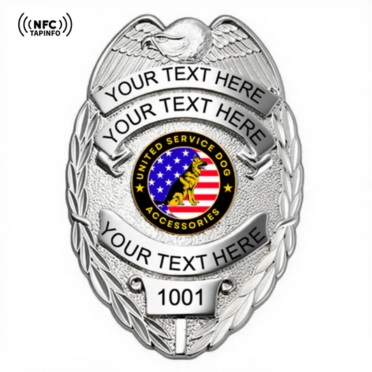 Service Dog Badge V-01 Silver