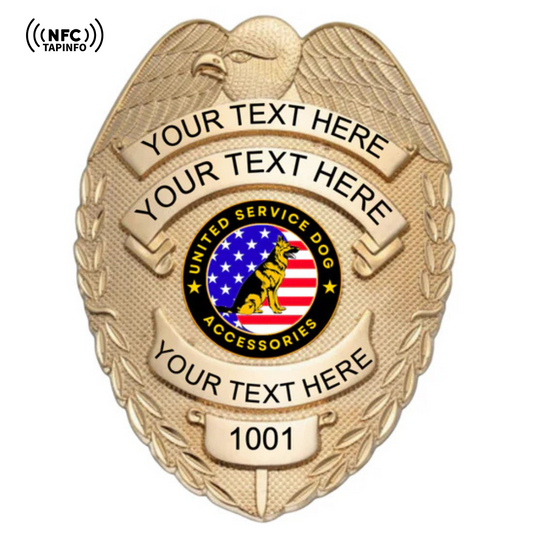 Service Dog Badge V-02-Gold