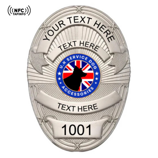Service Dog Badge V-03 Silver