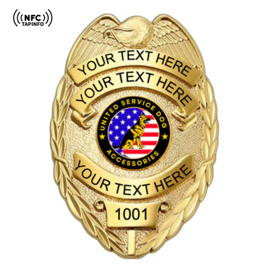 Service Dog Badge V-06 Gold