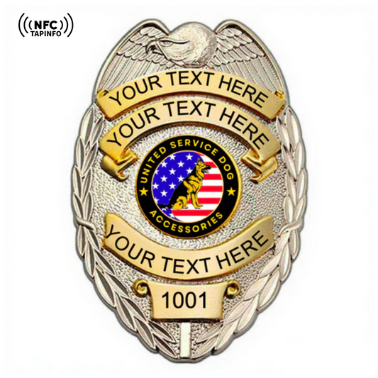 Service Dog Badge V-08 Gold Silver