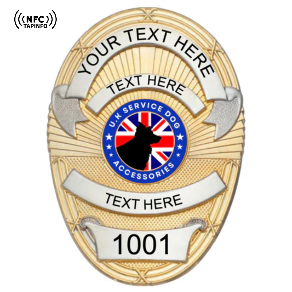 Service Dog Badge V-09 Gold Silver