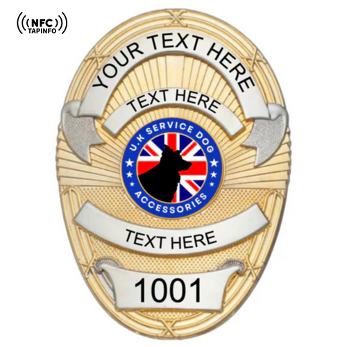 Service Dog Badge V-09 Gold Silver