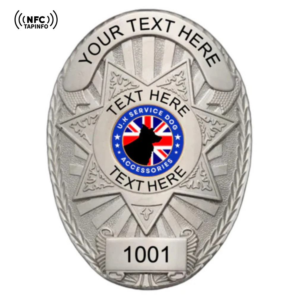 Service Dog Badge V-10 Silver