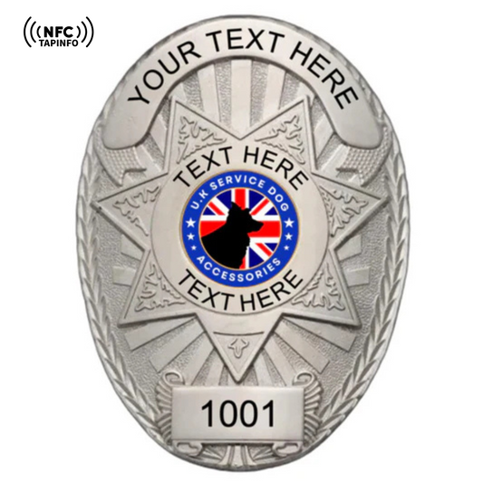Service Dog Badge V-10 Silver