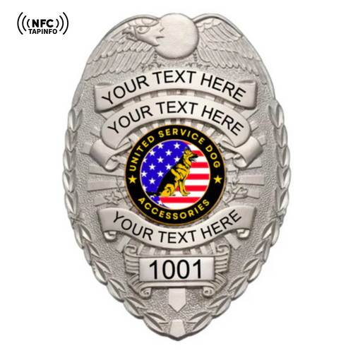 Service Dog Badge V-12-Silver