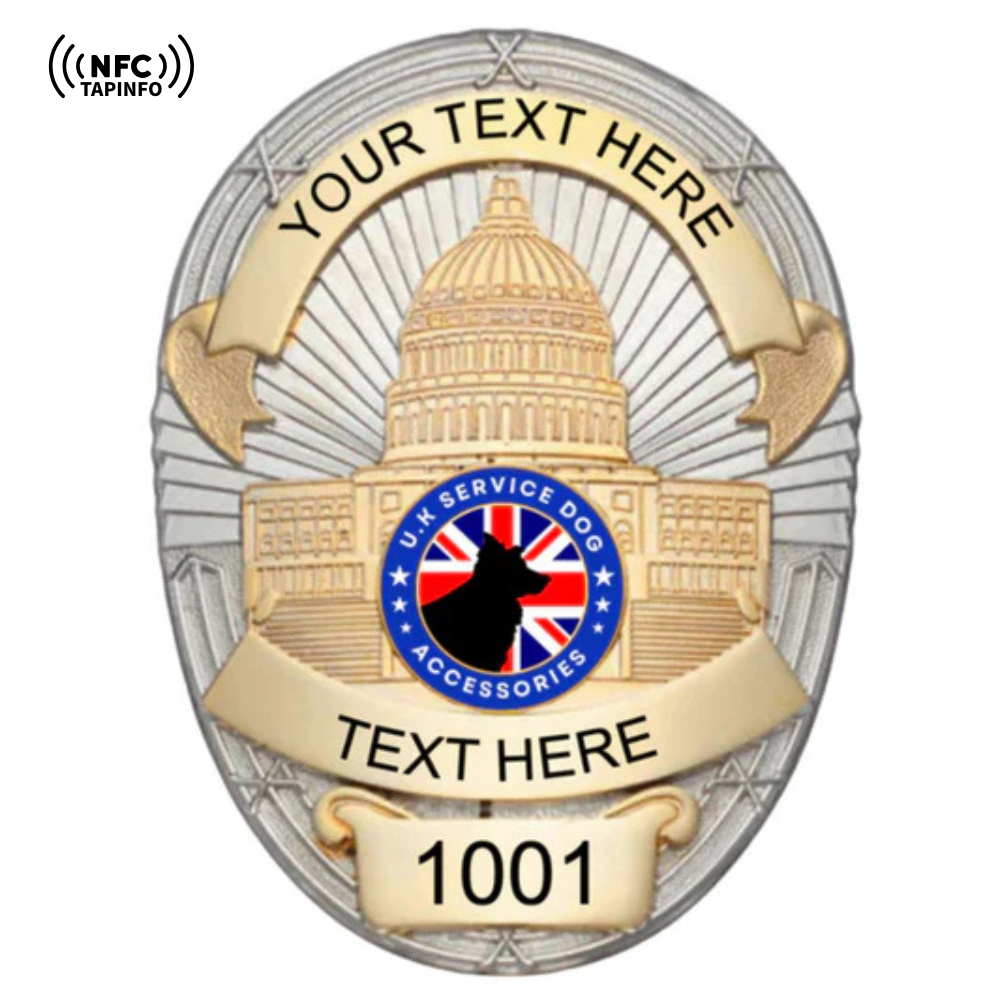 Service Dog Badge V-13-Gold Silver