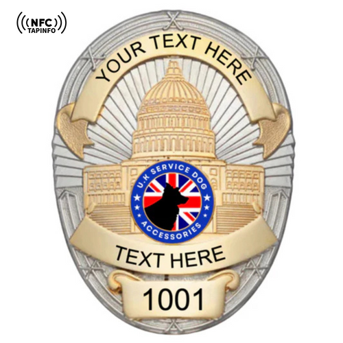 Service Dog Badge V-13-Gold Silver