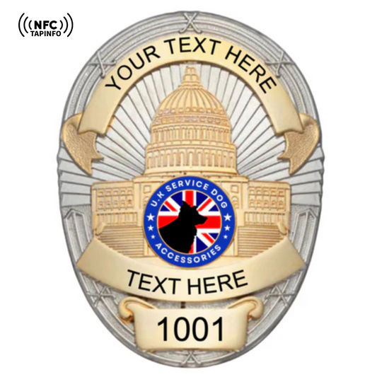 Service Dog Badge V-13-Gold Silver