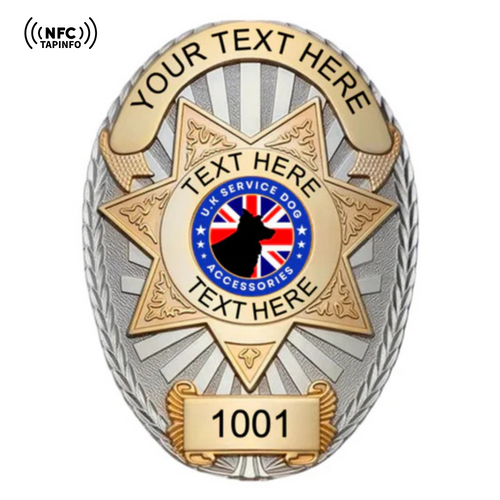 Service Dog Badge V-14 Gold Silver