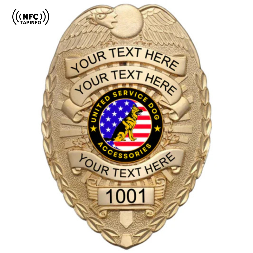 Service Dog Badge V-15-Gold