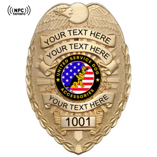 Service Dog Badge V-15-Gold