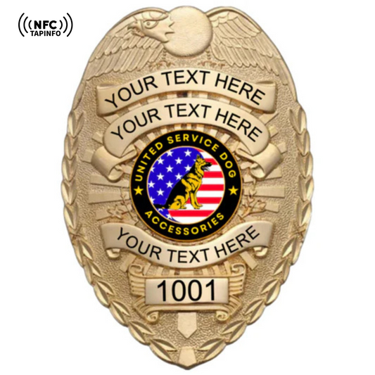 Service Dog Badge V-15-Gold