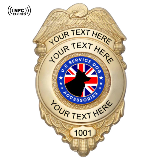 Service Dog Badge V-17 Gold