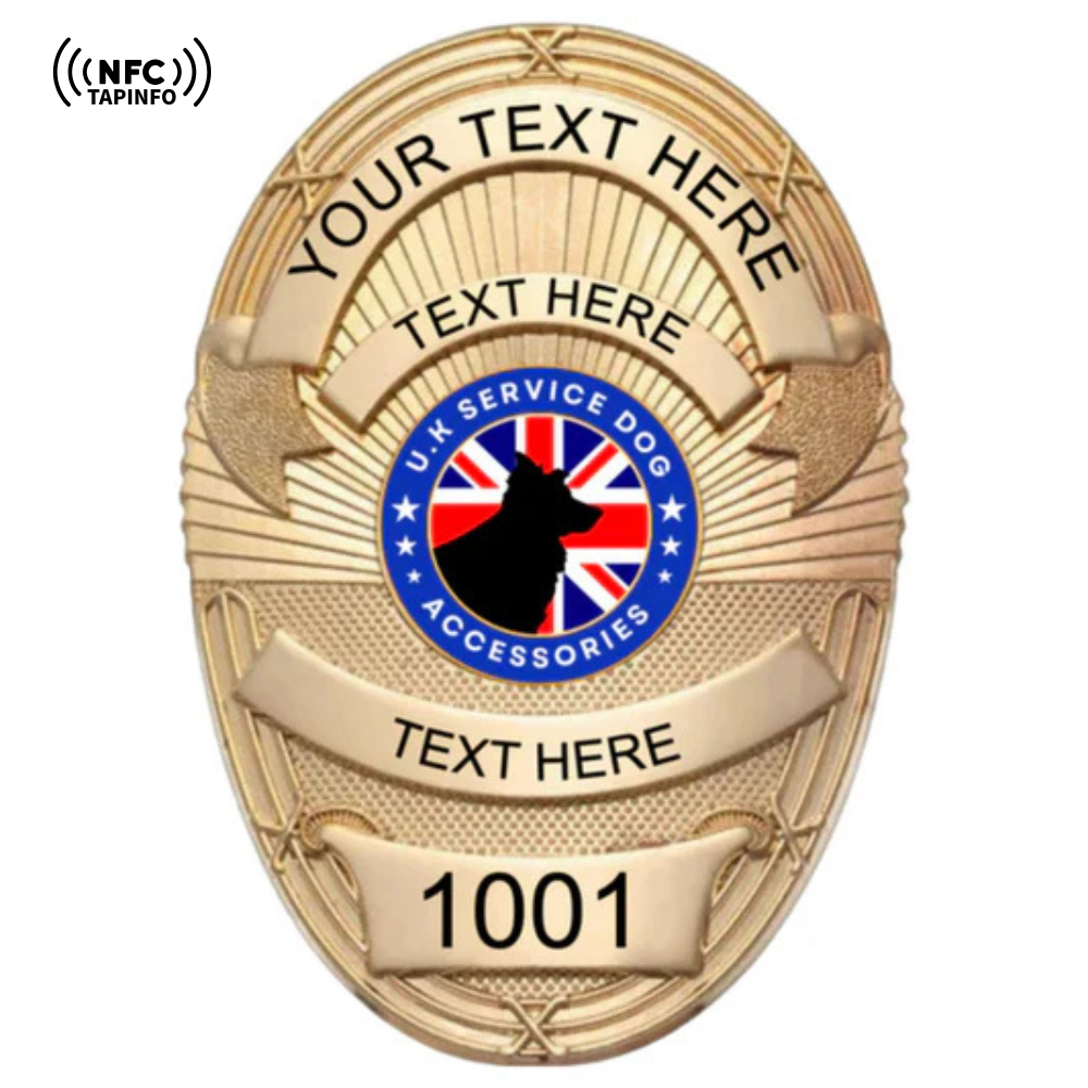 Service Dog Badge V-18 Gold