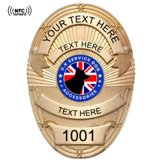 Service Dog Badge V-18 Gold
