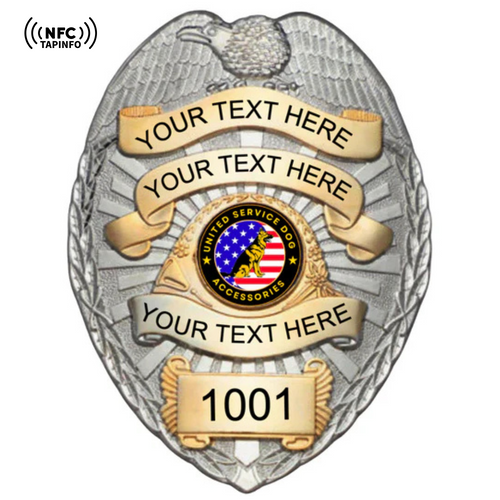 Service Dog Badge V-19 Gold Silver