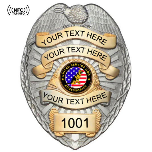 Service Dog Badge V-19 Gold Silver