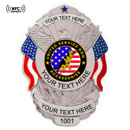 Service Dog Badge V-23 Silver